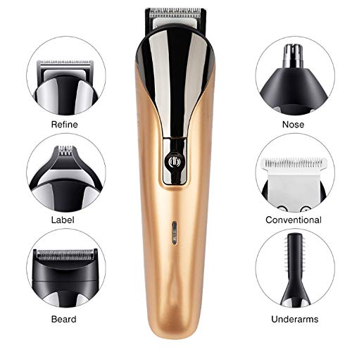 Professional 6-in-1 Rechargeable Electric Hair Clipper for Men - Beard, Nose & Ear Trimmer Kit | Home Grooming & Barber Use