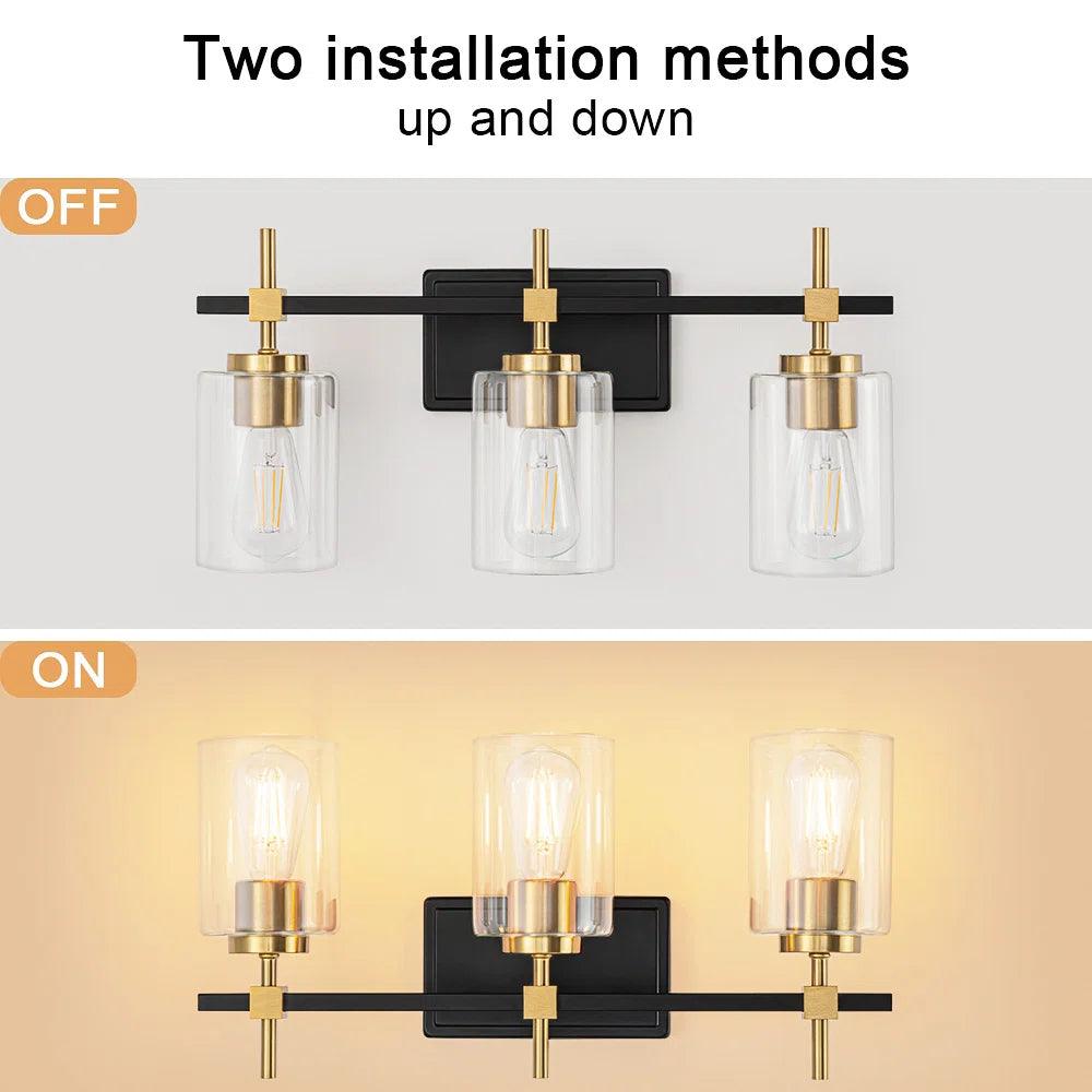 Jasper Modern Clear Glass 3-Light Bathroom Vanity Light Fixture - Perfect for Bathroom, Powder Room & Dressing Room Lighting