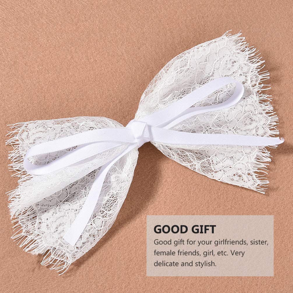 Minkissy Big Bow Hair Barrette - Elegant Lace Bowknot Hair Clips with Ribbon for Women, Girls & Teens | Perfect for Weddings, Parties & Daily Styling (Black)