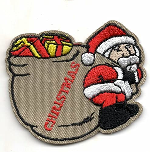 Christmas Iron On Patch - Holiday Santa Presents Embroidered Applique for DIY Crafts, Jackets, Hats & Gifts | Festive Sewing & Decorations