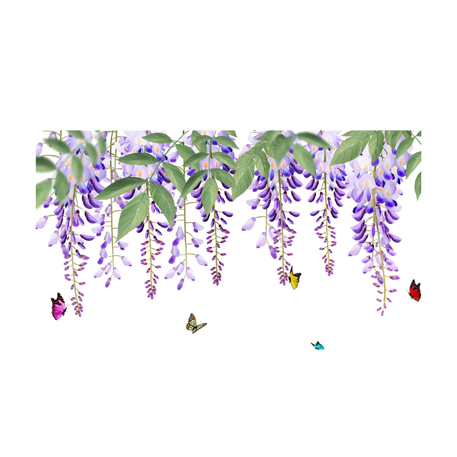 Wisteria Flower PVC Stickers - Frosted Waterproof Wall Decals for Living Room, Bedroom, Sofa Background - DIY Home Decor, Laptop, Notebook Decorative Stickers (Multicolor, One Size) - Perfect for Home Office, Dorm Room & Gift Giving