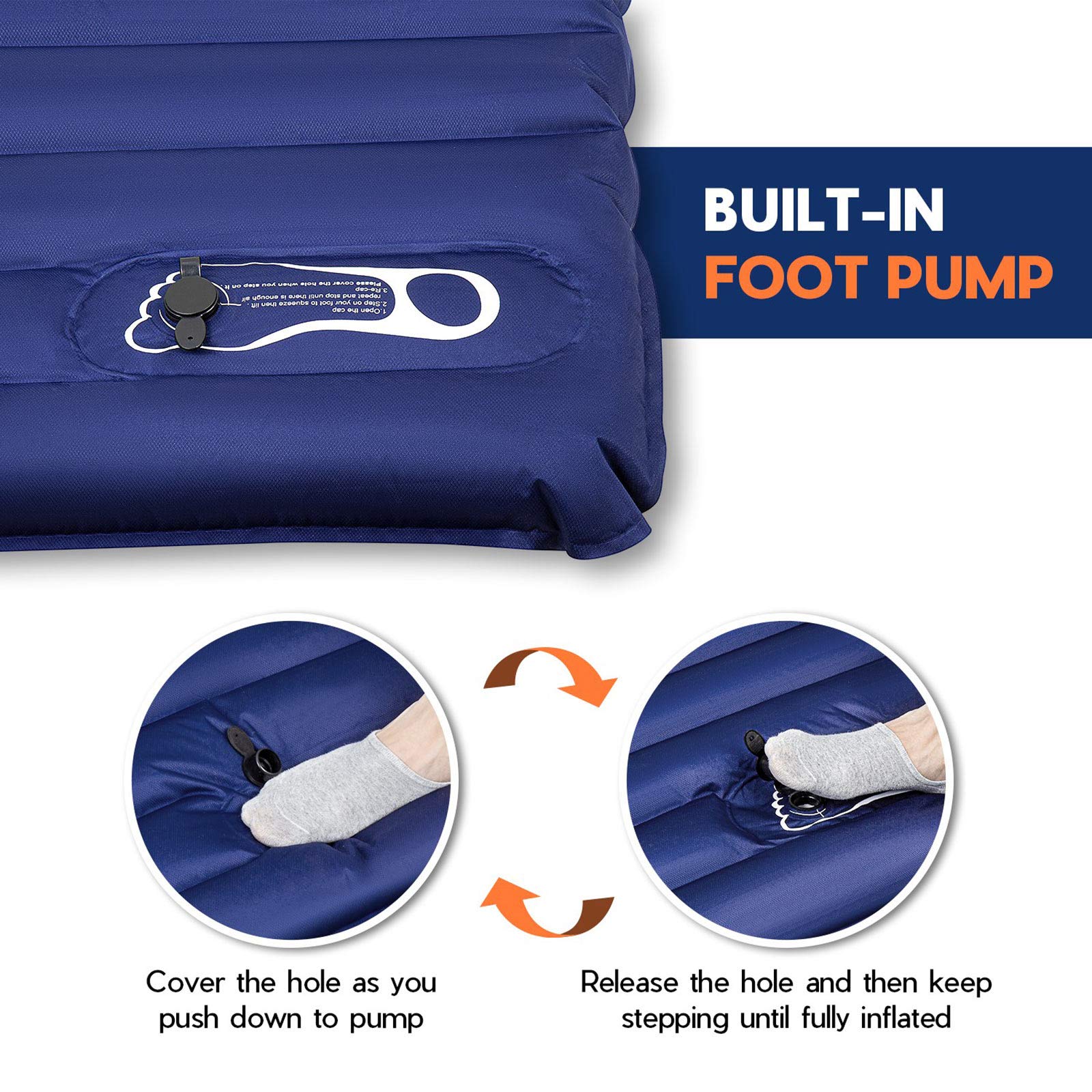 Hikenture Double Sleeping Pad with Foot Pump - 2 Camping Pillows Included | Lightweight Inflatable Air Mattress for Camping, Hiking, Backpacking & Outdoor Adventures (Green)
