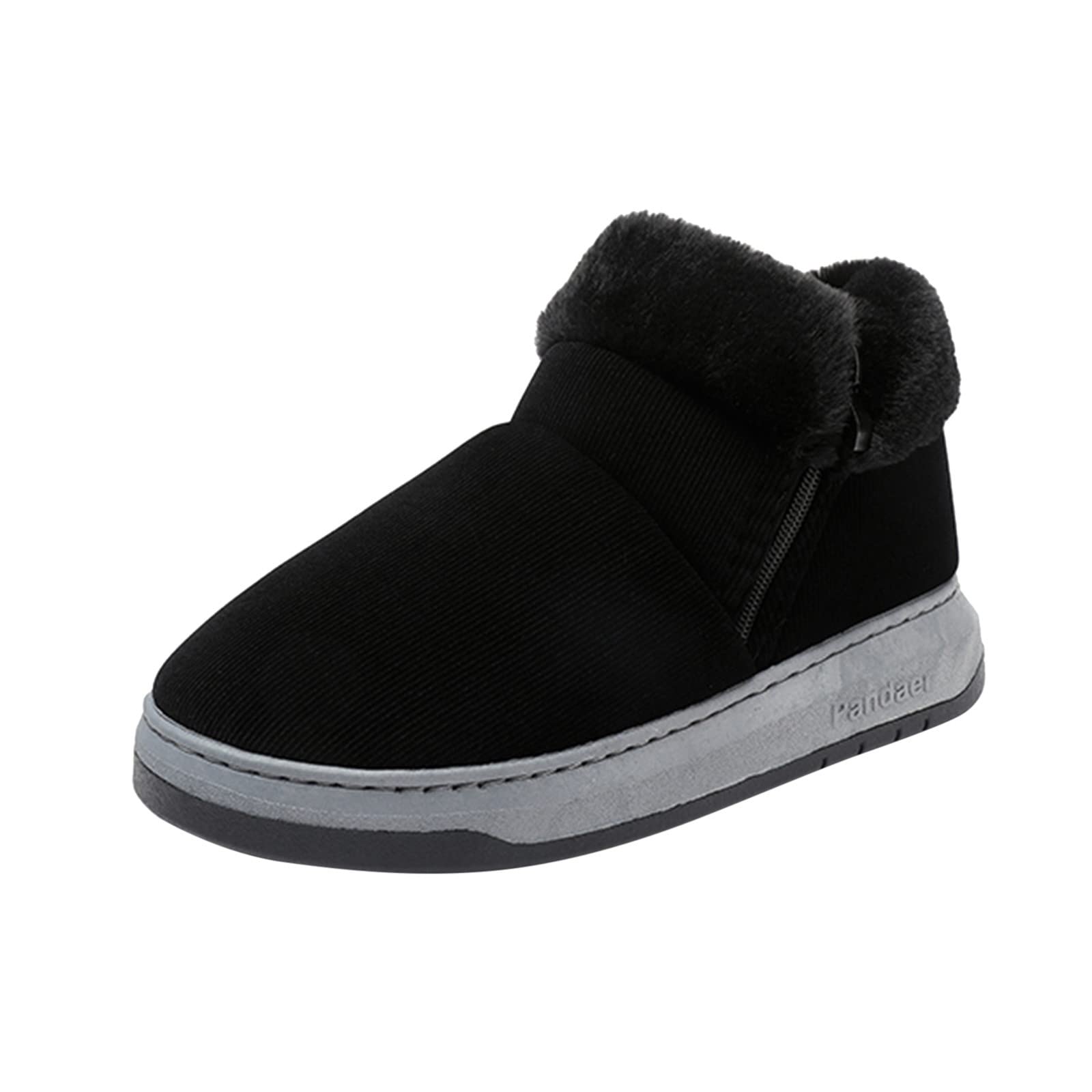 UnoSheng Men's Warm Cotton Slippers with Side Zip - Lightweight Slip-On Boots for Indoor/Outdoor Use - Perfect for Home, Office & Casual Wear