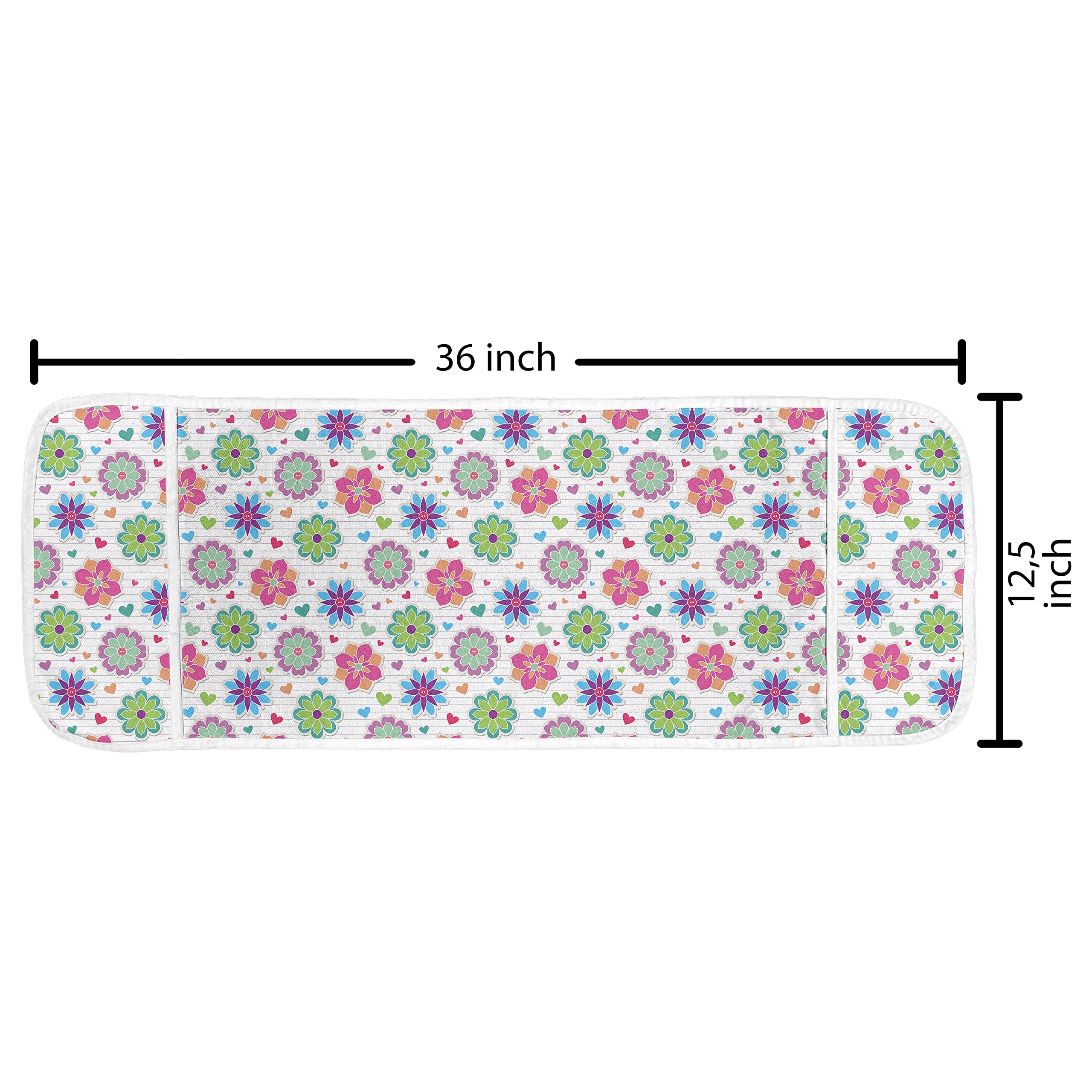 Ambesonne Retro Microwave Cover - Waterproof Notebook Design with Chamomile Flowers & Hearts - 36