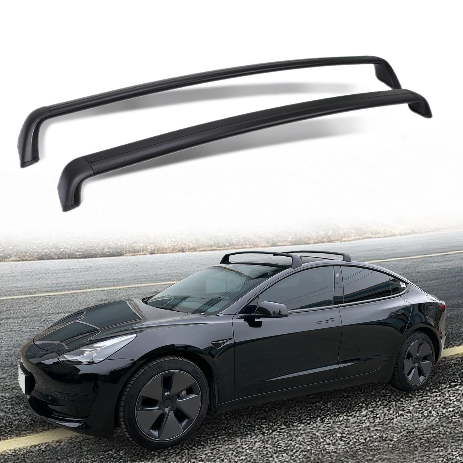 AUPACBO Universal Roof Rack Cross Bars for Tesla Model 3 (2017-2025) - Heavy Duty Aluminum Roof Rack System for Kayak, Canoe, Bike & Cargo Carrier | Perfect for Road Trips, Camping & Outdoor Adventures