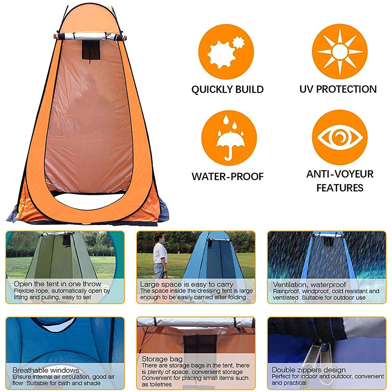 ATAAY Pop Up Shower Tent - Portable Waterproof Outdoor Privacy Shelter, Durable Camping Shower Tent for Camping, Hiking, Beach & Backpacking (Green) - Perfect for Outdoor Adventures & Travel