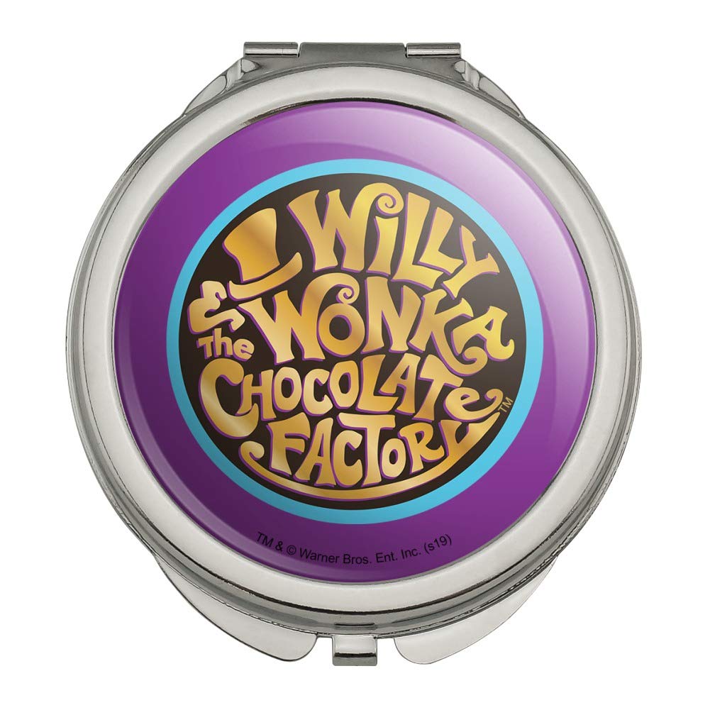 Willy Wonka and The Chocolate Factory Logo Compact Travel Purse - Vintage Style Handbag with Mirror for Women, Perfect for Makeup, Cosmetics & Travel Accessories (Great Gift for Movie Fans & Collectors)