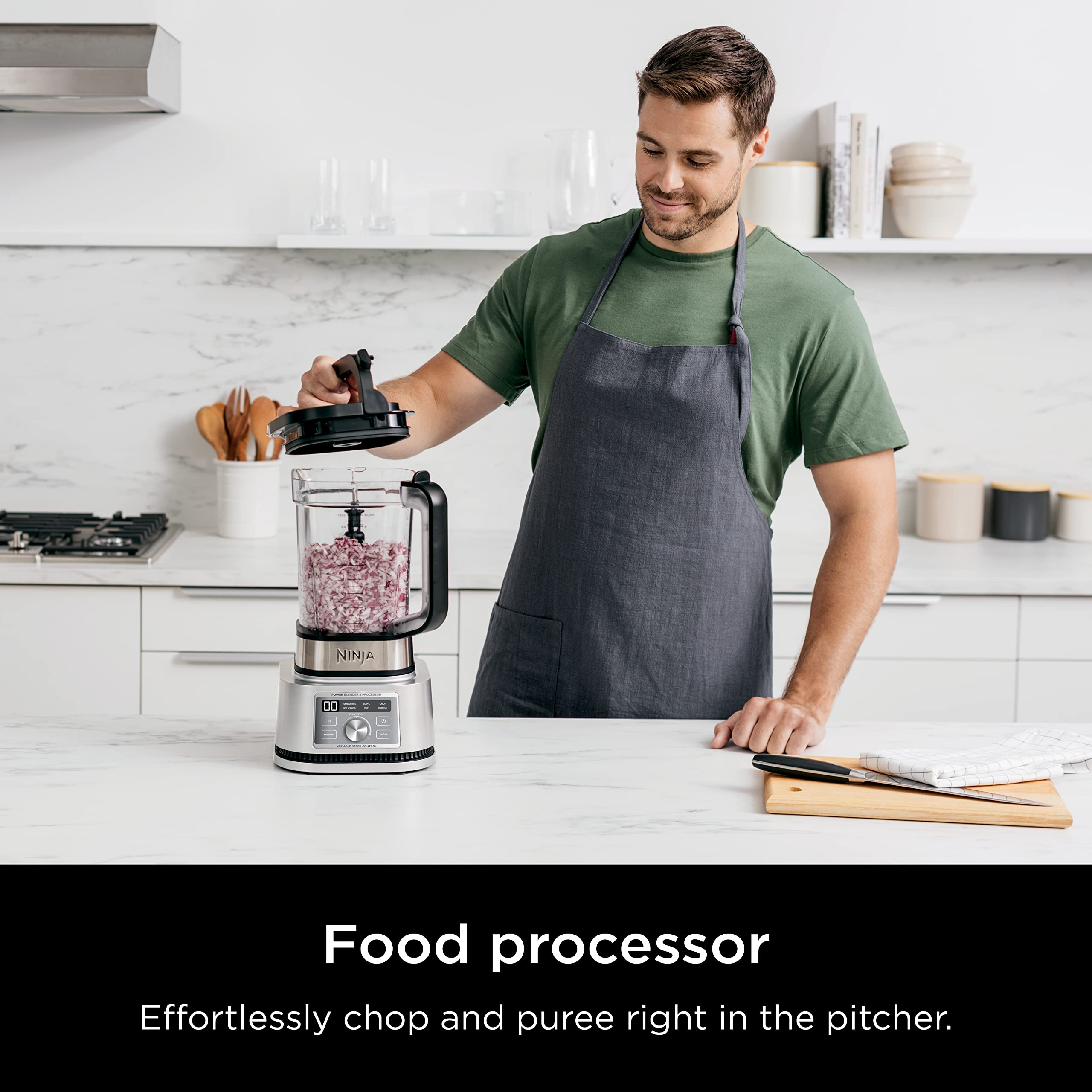 Ninja Foodi SS201 1400W 3-in-1 Power Blender & Food Processor with smartTORQUE - Crush, Mix & Process - 6 Auto-iQ Presets - Perfect for Smoothies, Dough & Meal Prep - Ideal for Home Kitchens & Healthy Lifestyles