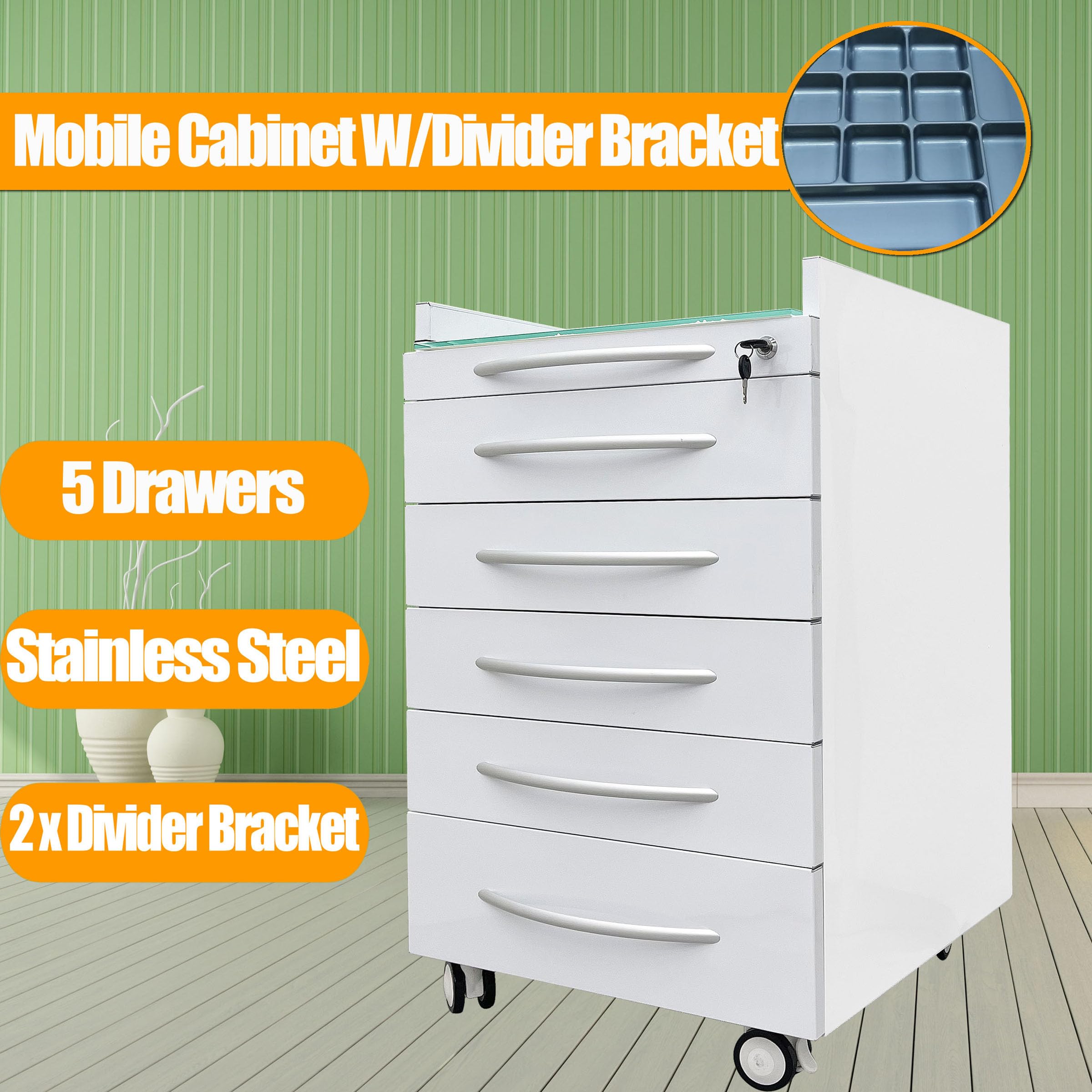 TechTongda 5-Drawer Mobile File Cabinet - 20