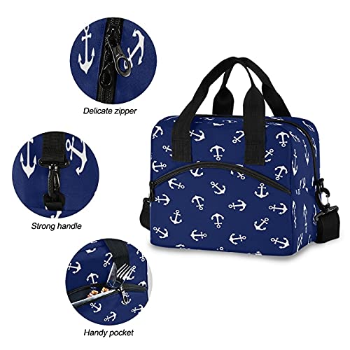 Insulated Lunch Bag with Adjustable Shoulder Strap - Large Reusable Cooler Tote for Work, School & Picnic | Nautical Ocean Theme Lunch Box for Men, Women & Kids | Perfect for Office, Beach & Outdoor Activities