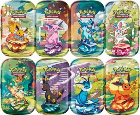 Pokemon Prismatic Evolutions Mini Tin - 5 Random Booster Packs | Collectible Trading Cards for Kids & Adults | Perfect for Gifts, Battles & Display