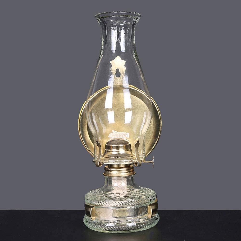 350ml Vintage Kerosene Oil Lantern - Adjustable Retro Wall Lamp with Holder, Emergency Light for Home, Camping & Outdoor Use - Nostalgic Hurricane Lantern for Power Outages & Decoration