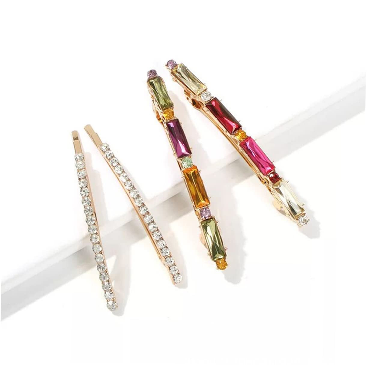 FOMIYES 4pcs Vintage Rhinestone Hair Clips for Women - Elegant Bobby Pins & Barrettes Set for Styling, Bridal, Party & Everyday Use