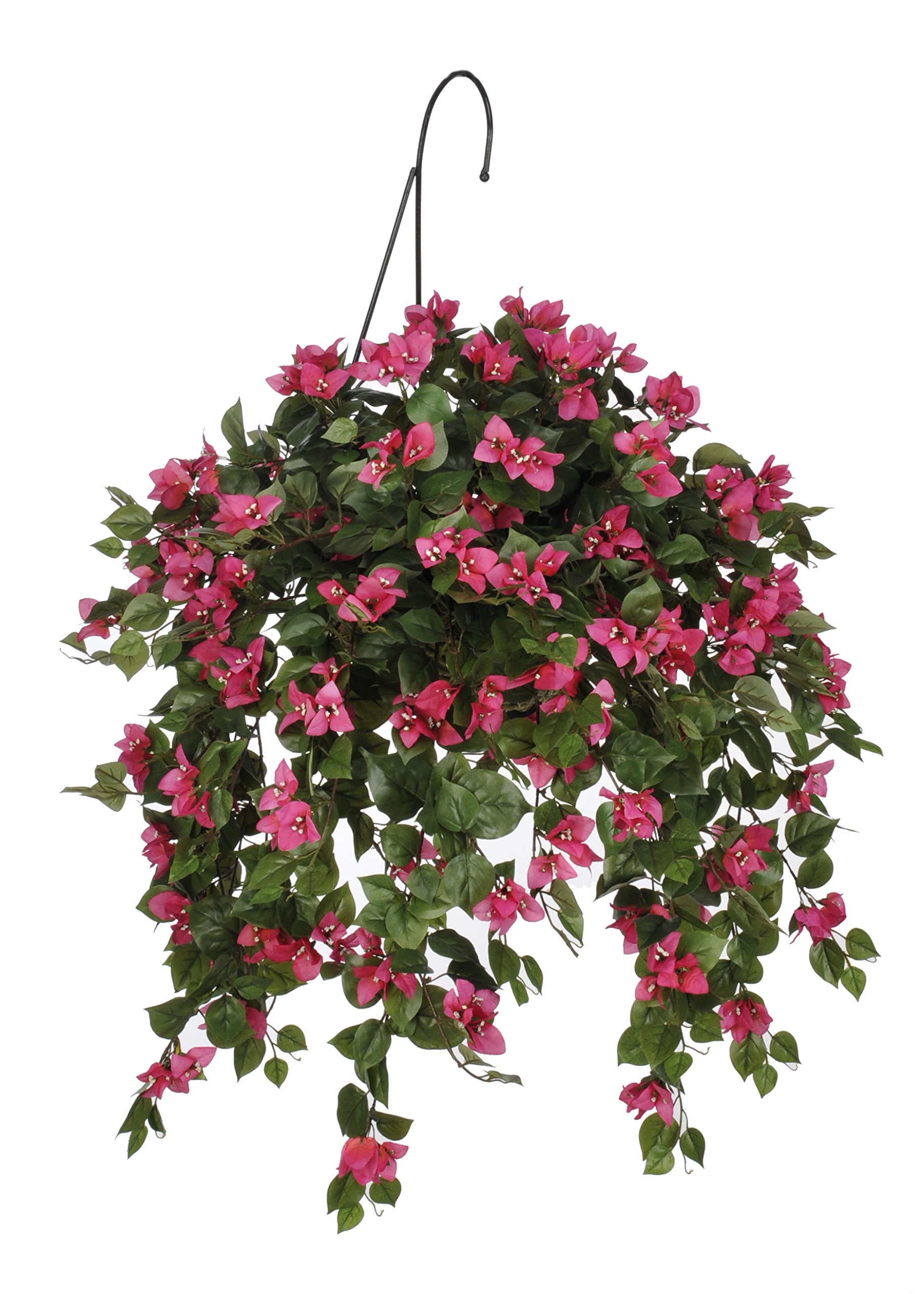 Artificial Mini Pink Bougainvillea Hanging Basket - Silk Flowers for Home & Garden Decor - Perfect for Porch, Patio, and Wedding Decorations