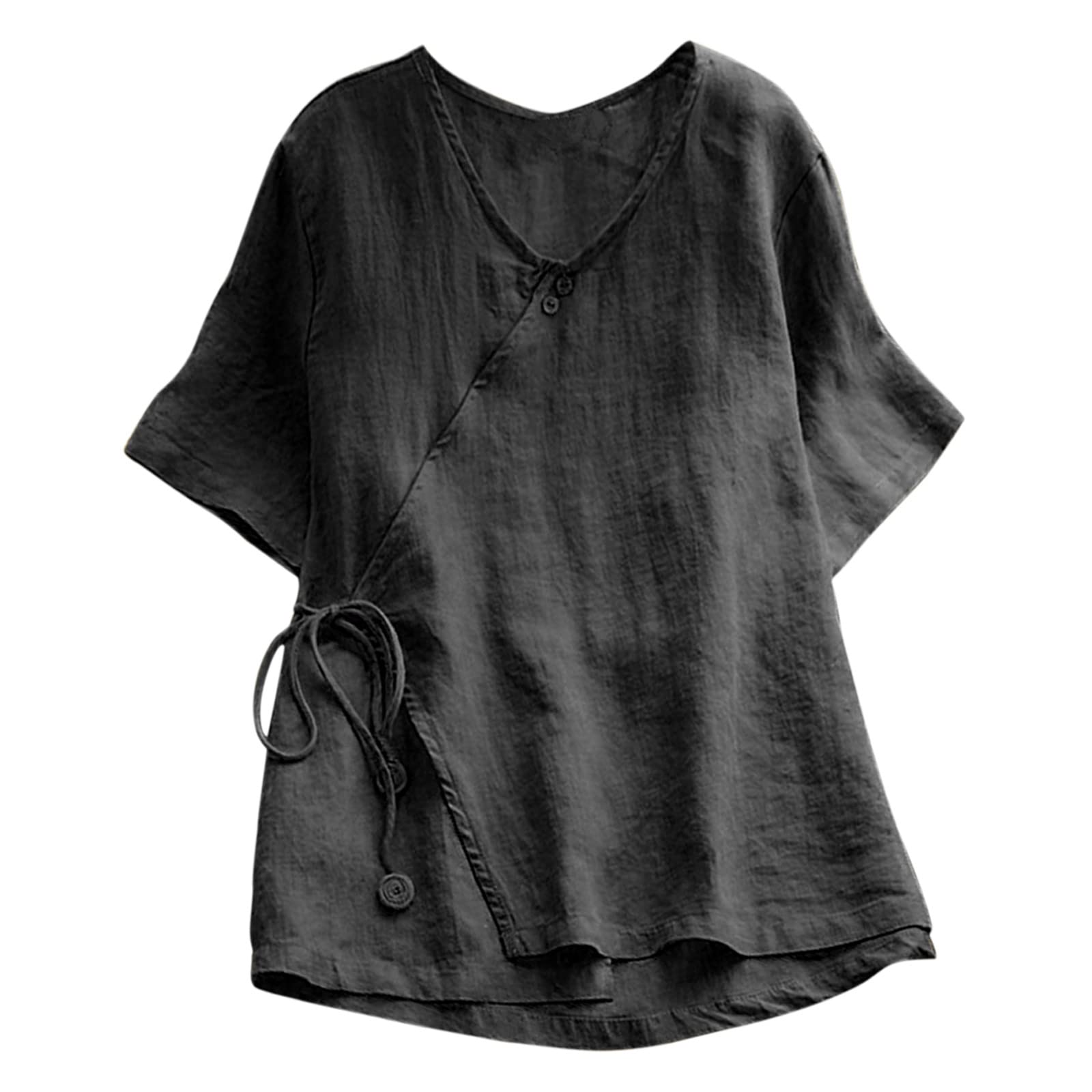 Vintage Women's Plus Size Three Quarter O-Neck Long Sleeve T-Shirt Blouse - White & Black (Large) - Perfect for Casual Wear, Office Outfits, and Retro Fashion Styles