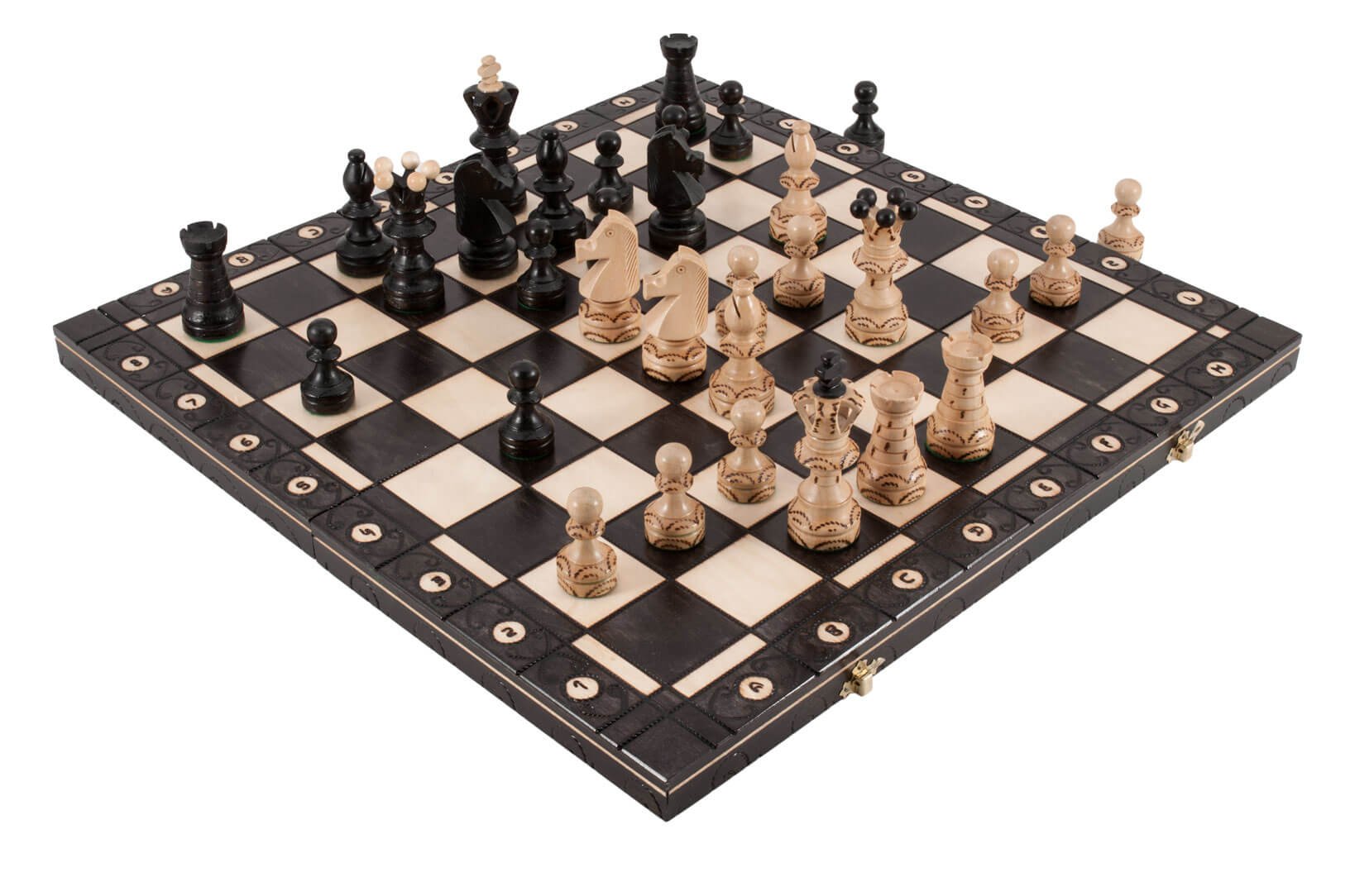 Premium Carpathian Wooden Travel Chess Set with Folding Board - Portable Chess Game for Camping, Travel & Outdoor Adventures