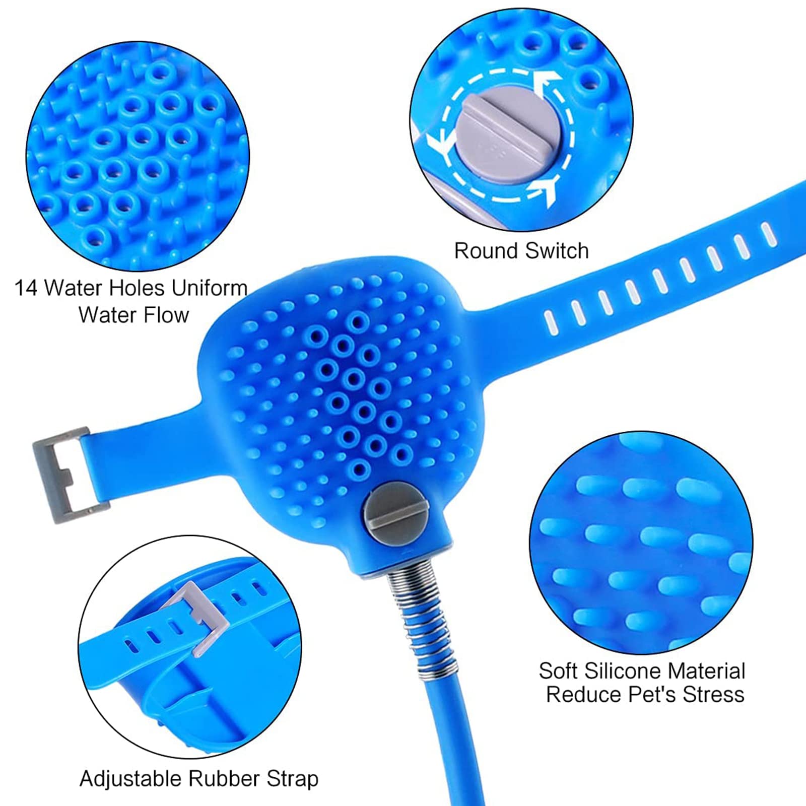 Dog Shower Attachment with Sprayer & Scrubber - All-in-One Pet Grooming Tool for Dogs & Cats | Indoor/Outdoor Bathing Accessory with 8-Ft Hose & Shower Adapters | Perfect for Home Bathing, Professional Grooming & Outdoor Cleaning