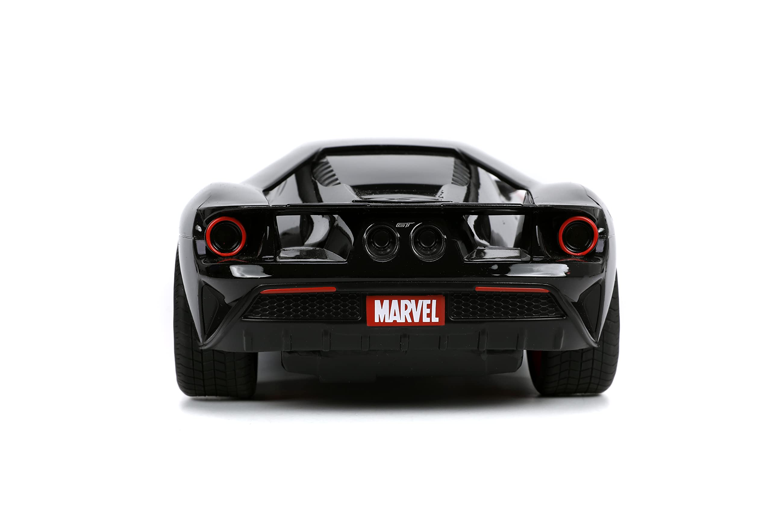 Jada Toys Marvel Spider-Man 1:16 Scale Miles Morales 2017 Ford GT RC Remote Control Car - 2.4GHz Fast Racing Toy for Kids & Adults - Black Superhero Vehicle for Indoor & Outdoor Play