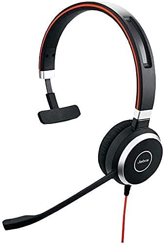 Jabra Evolve 40 MS Professional Wired Mono Headset with Noise-Canceling Mic - Crystal Clear Calls & Music, 3.5mm/USB Connectivity for Office, Home Office & Remote Work (New/Renewed)