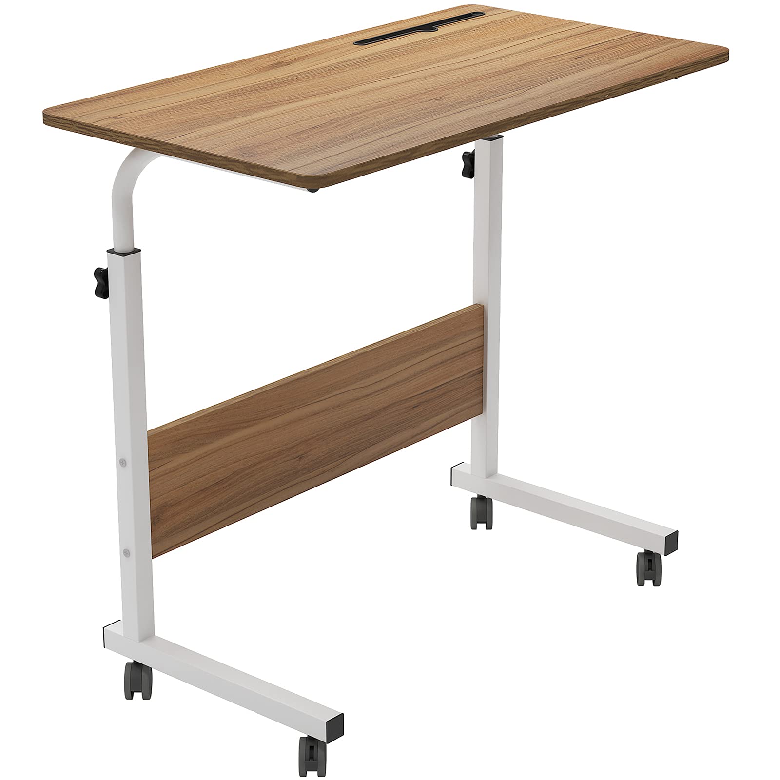 SogesFurniture Mobile Side Table with Tablet Slot & Wheels - Adjustable Laptop Computer Desk for Bed, Sofa, Office, and Living Room