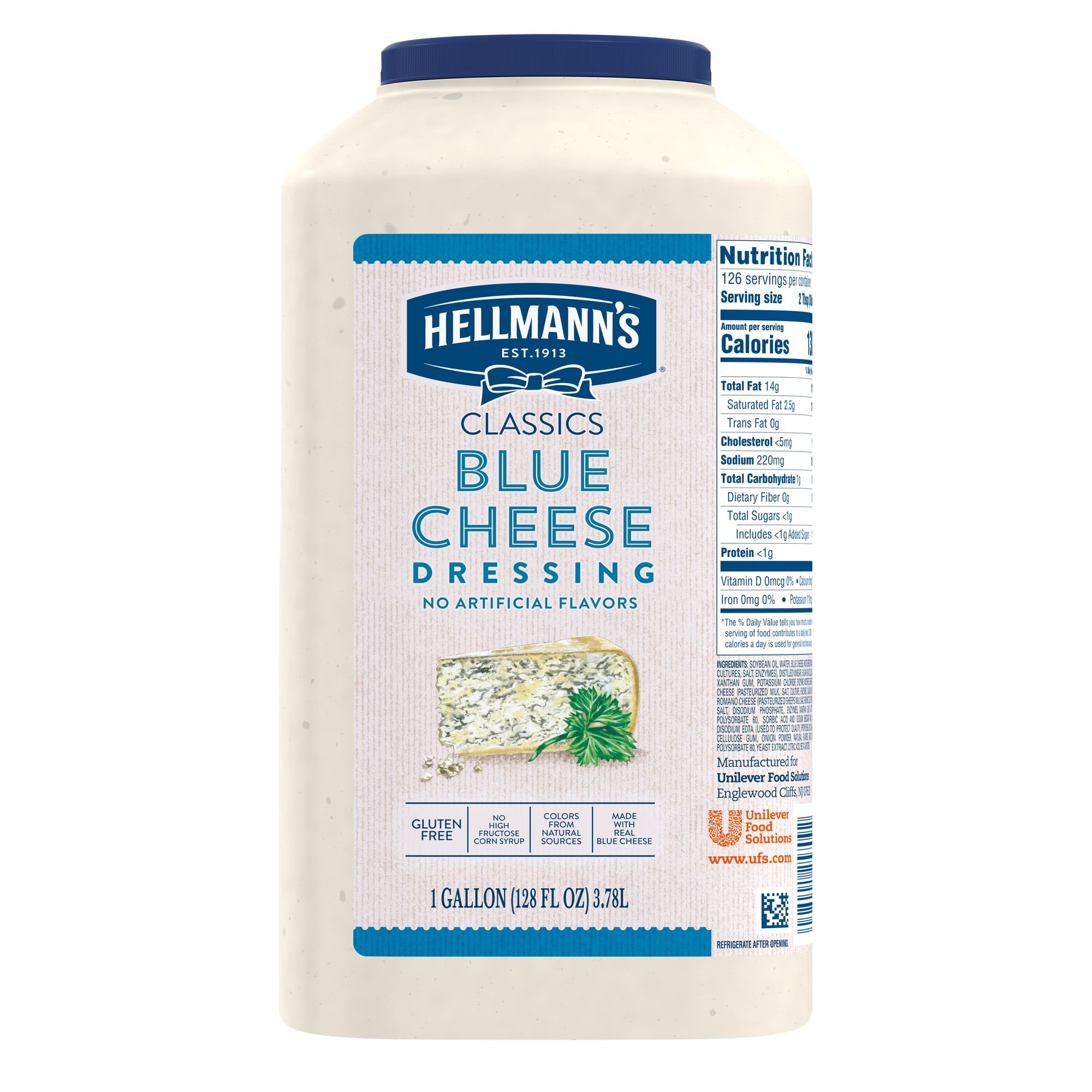Hellmann's Blue Cheese Salad Dressing - Gluten Free, No Artificial Flavors, Natural Colors - 1 Gallon (Pack of 4) | Perfect for Restaurants, Catering & Bulk Food Service | Great for Salads, Wings & Veggie Dips