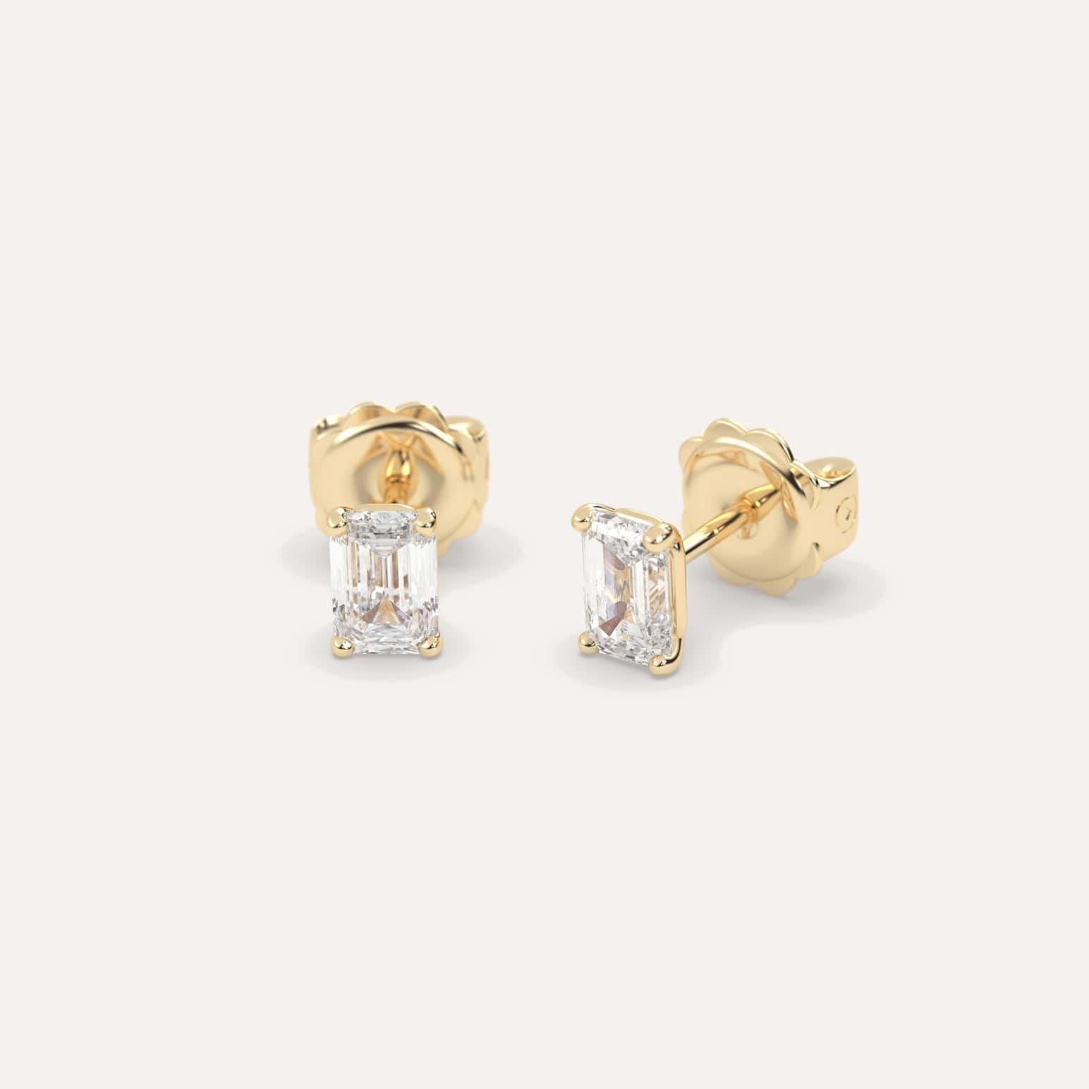 1 Carat Emerald Diamond Stud Earrings for Women - 14K White Gold Dainty Earrings for Wedding, Anniversary & Everyday Wear
