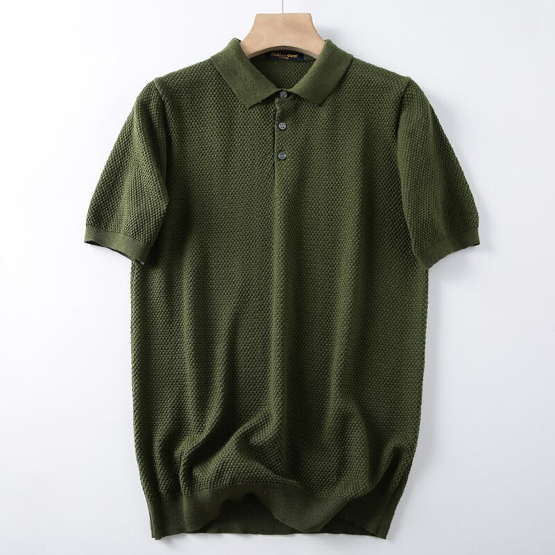 Men's Business Knit Polo Short Sleeve Shirt - Comfortable Office & Casual Wear for Professionals