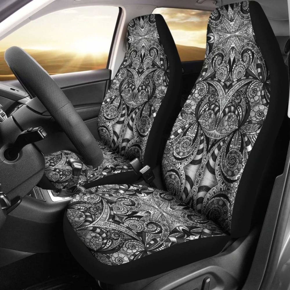 Boho Floral Car Seat Covers - Black Patterned Universal Fit for Cars, SUVs & Trucks | Stylish & Comfortable Seat Protectors for Road Trips & Daily Commutes