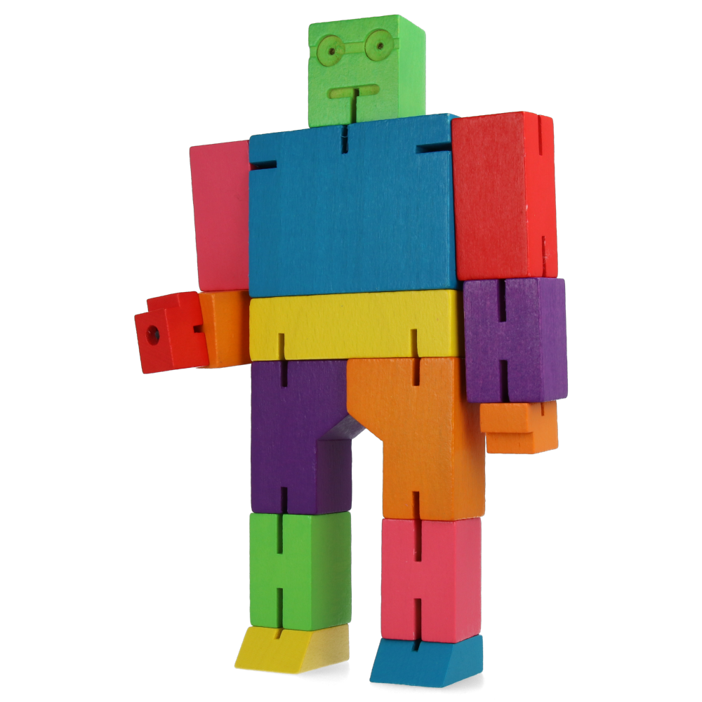 Cubebot Medium Multicolor Wooden Puzzle Toy - Fun Educational STEM Gift for Kids & Adults - Perfect for Home, Office, Classroom & Travel Play