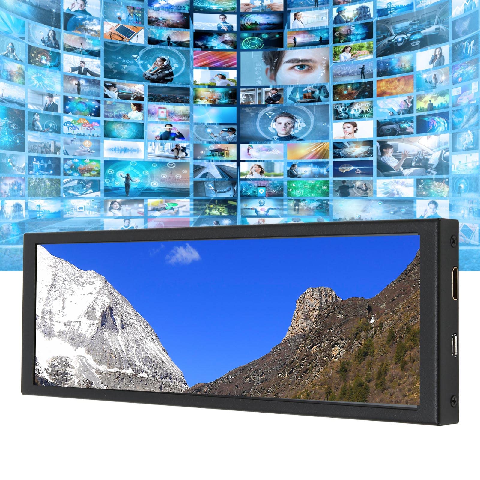 7.9 Inch Portable Monitor with IPS LCD Display, 400x1280 Resolution, 170° Wide Viewing Angle - Plug & Play for Laptop, Gaming, and Office Work