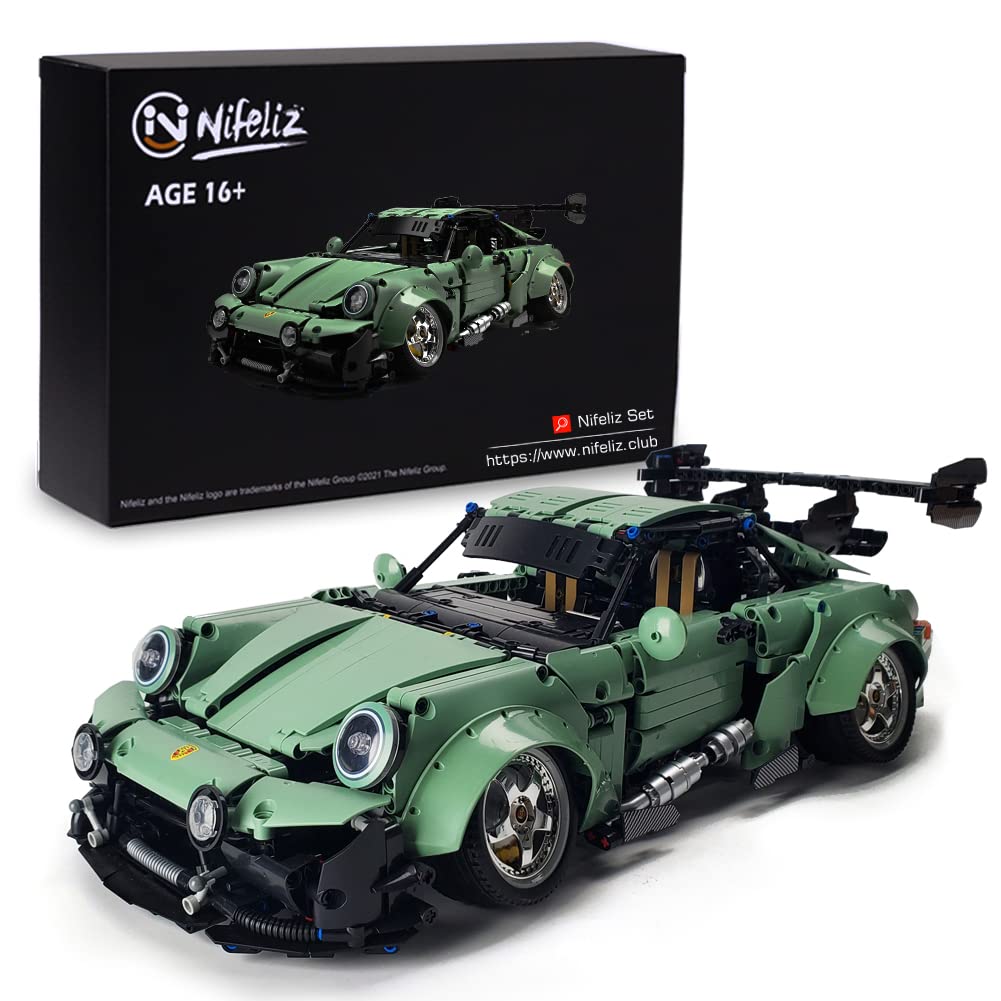 Nifeliz PR 966 Sports Car MOC Building Blocks Set - 2435 Piece 1:10 Scale Retro Model Construction Toy for Adults, Collector's Edition (NEW 2022) | DIY Car Model Kit for Home Display, Office Decor & Gift for Car Enthusiasts
