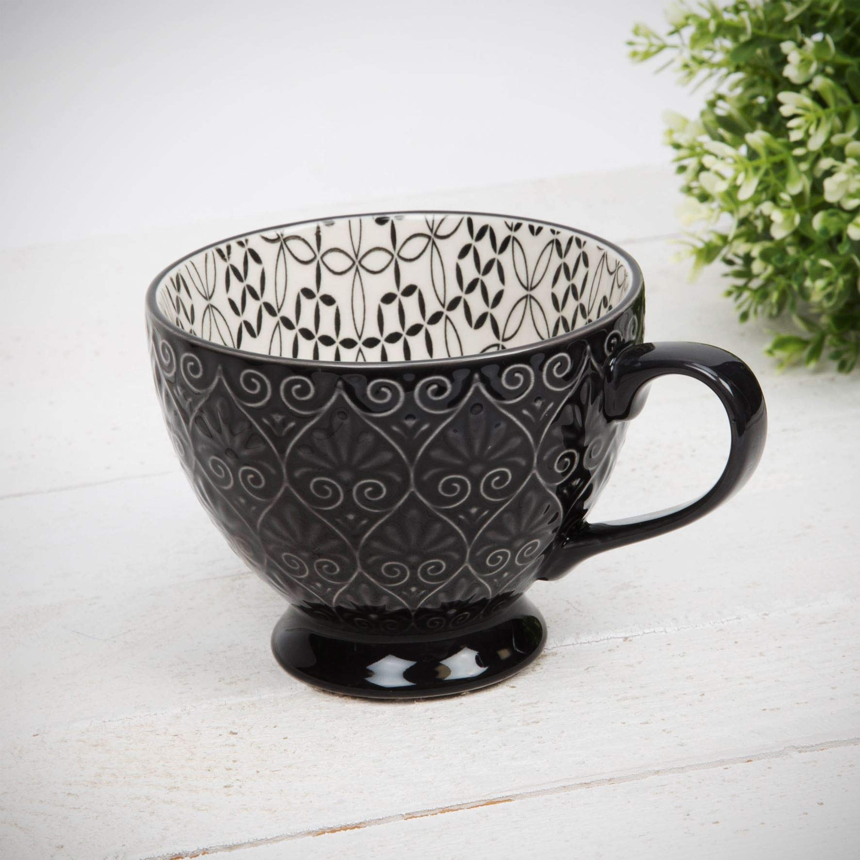 Widdop & Co Porcelain Tea Cups Set of 4 - Elegant Bone China Coffee Cups with Saucers - Perfect for Afternoon Tea, Bridal Showers & Home Decor