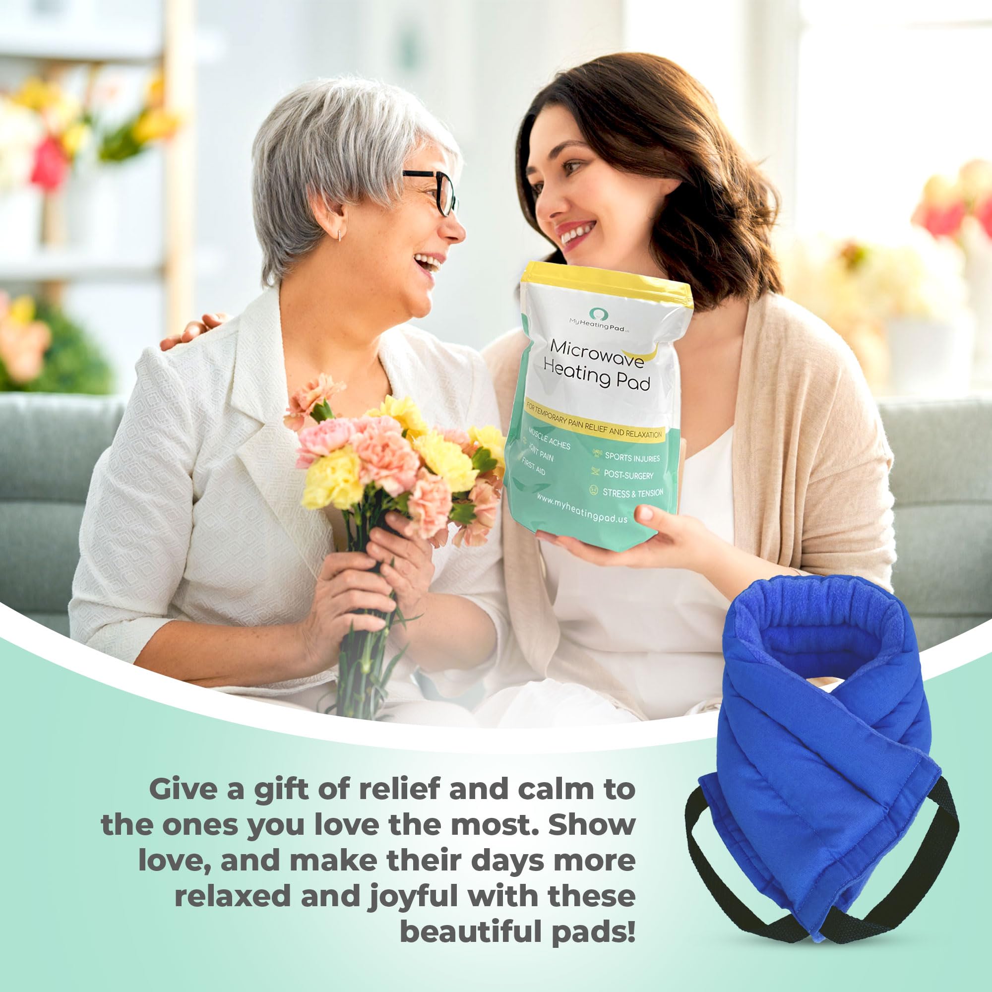 Microwavable Heating Pads for Back Pain Relief - Moist Heat Therapy for Neck, Shoulder & Muscle Pain - Reusable Hot Pack for Joint Stiffness & Cramps - 3-Pack Blue Microwaveable Heat Pads - Perfect for Home, Office & Travel Use