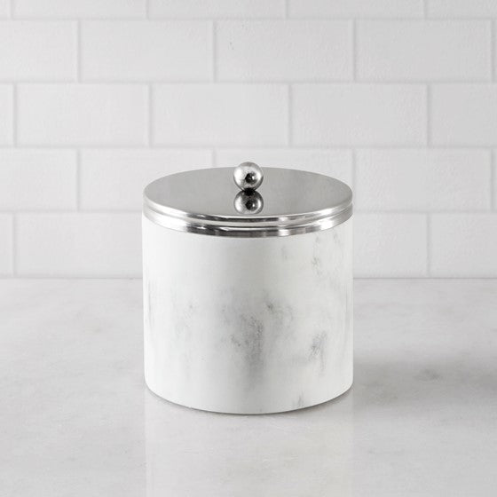 Elegant Corsica Marbled Resin Jar - Handcrafted Decorative Storage Container for Bathroom, Kitchen & Home Organization | Perfect for Cotton Balls, Candles & Makeup Brushes