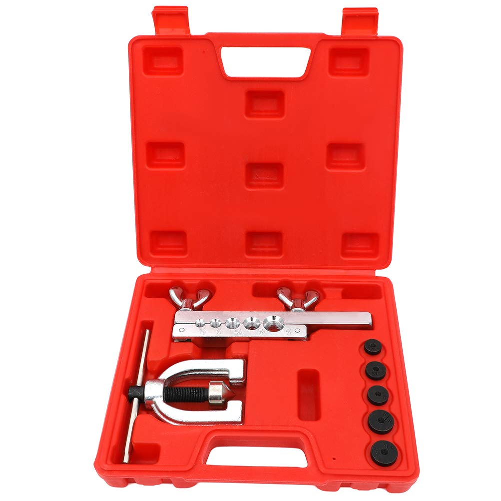 ECCPP Double Flaring Tool Kit - Professional Brake Line Flaring Tool for Copper, Aluminum, Steel & Brass Tubing - 45 Degree Flares - Perfect for Automotive Repair & DIY Projects