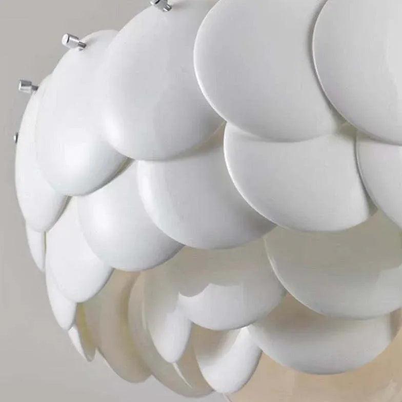 Modern White Scales Disc Pendant Light - Elegant Ceiling Lighting for Dining Room, Kitchen, or Bedroom Decor