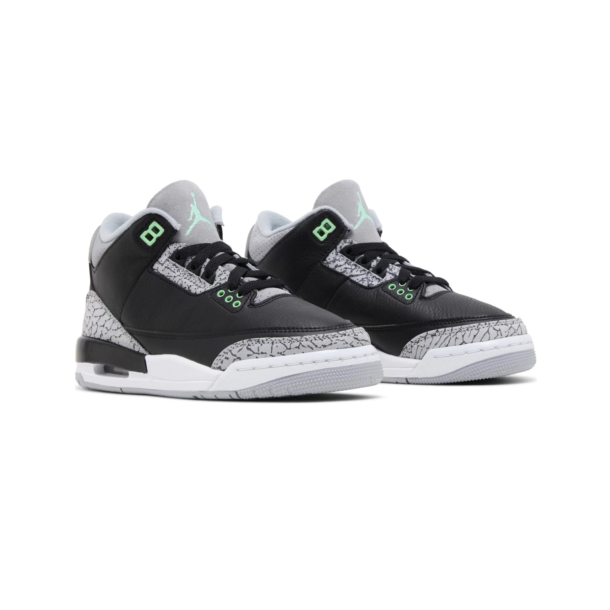 Air Jordan 3 Retro 'Green Glow' GS Sneakers for Women & Girls (2024) - Comfortable Basketball Shoes for Casual Wear & Street Style Fashion