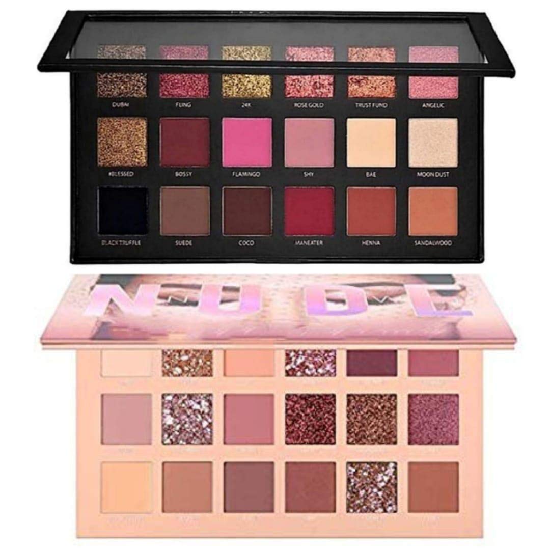 Nude & Rose Gold Eyeshadow Palette Set - Shimmery Matte & Glitter Makeup Kit for Day & Night Looks | Perfect for Bridal, Party & Everyday Wear