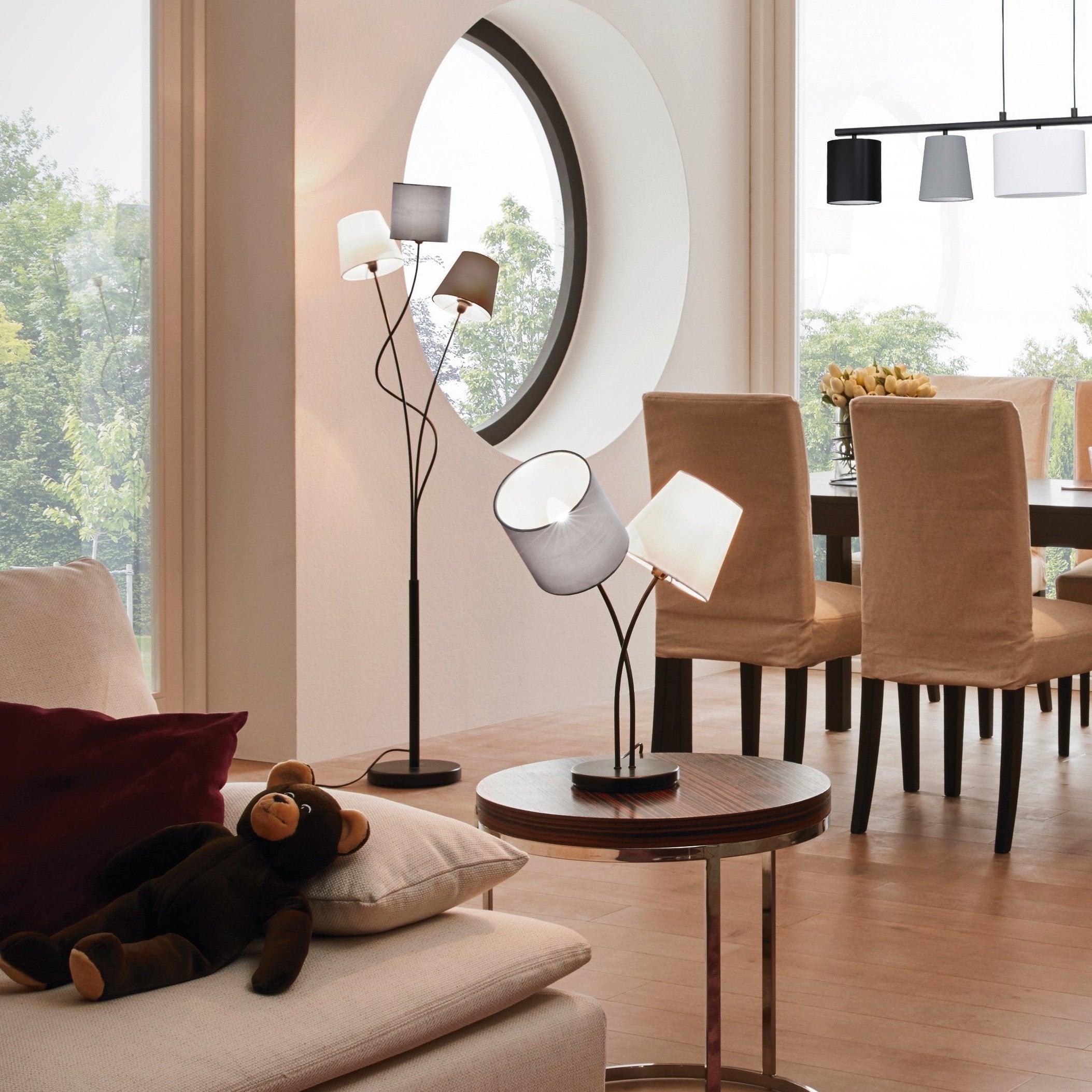 Eglo Almeida 2-Light Black Modern Table Lamp - Bedside Nightstand Lighting for Bedroom, Living Room & Office