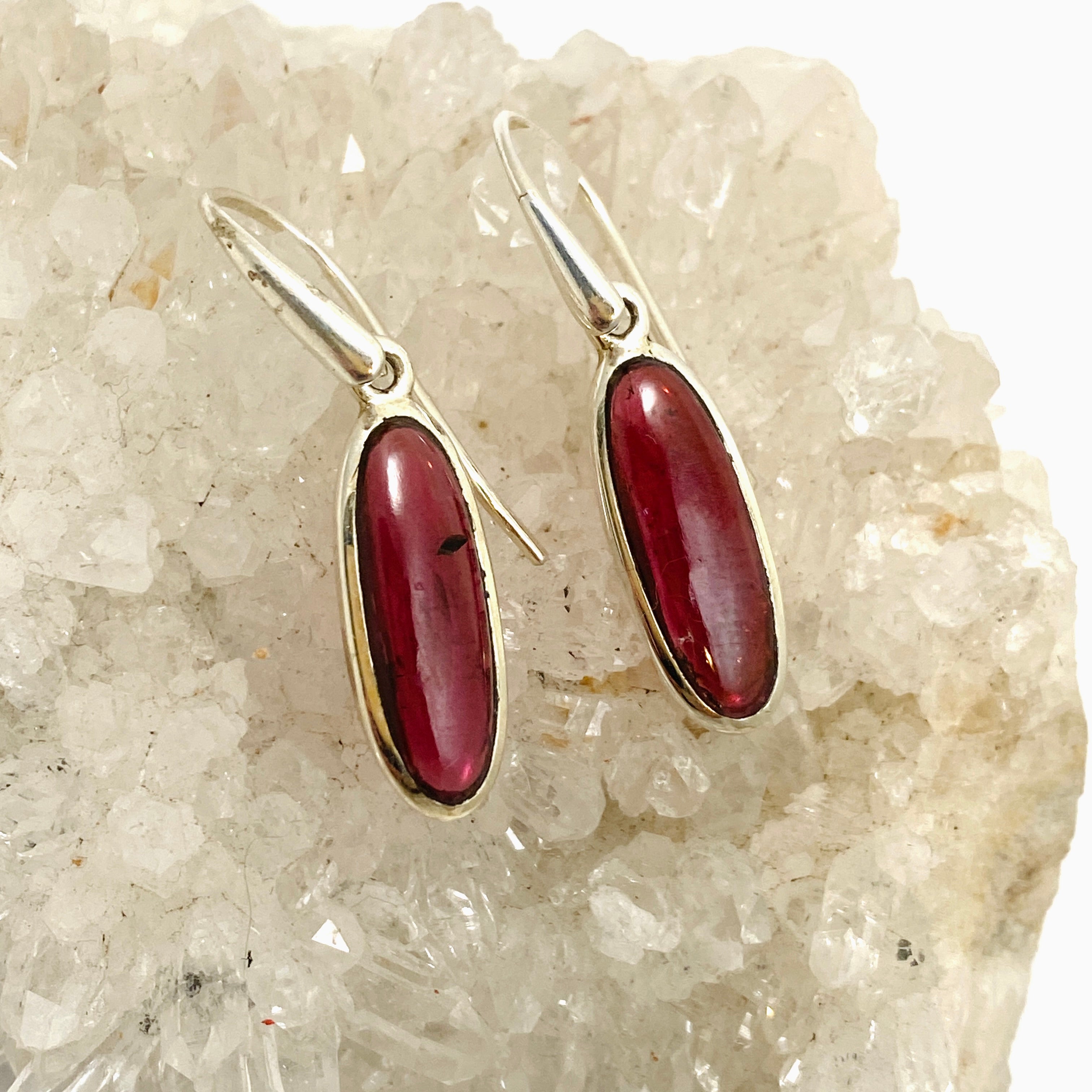 Garnet Oval Cabochon Earrings PEGJ204 - Elegant Gemstone Jewelry for Women, Perfect for Parties, Weddings & Special Occasions