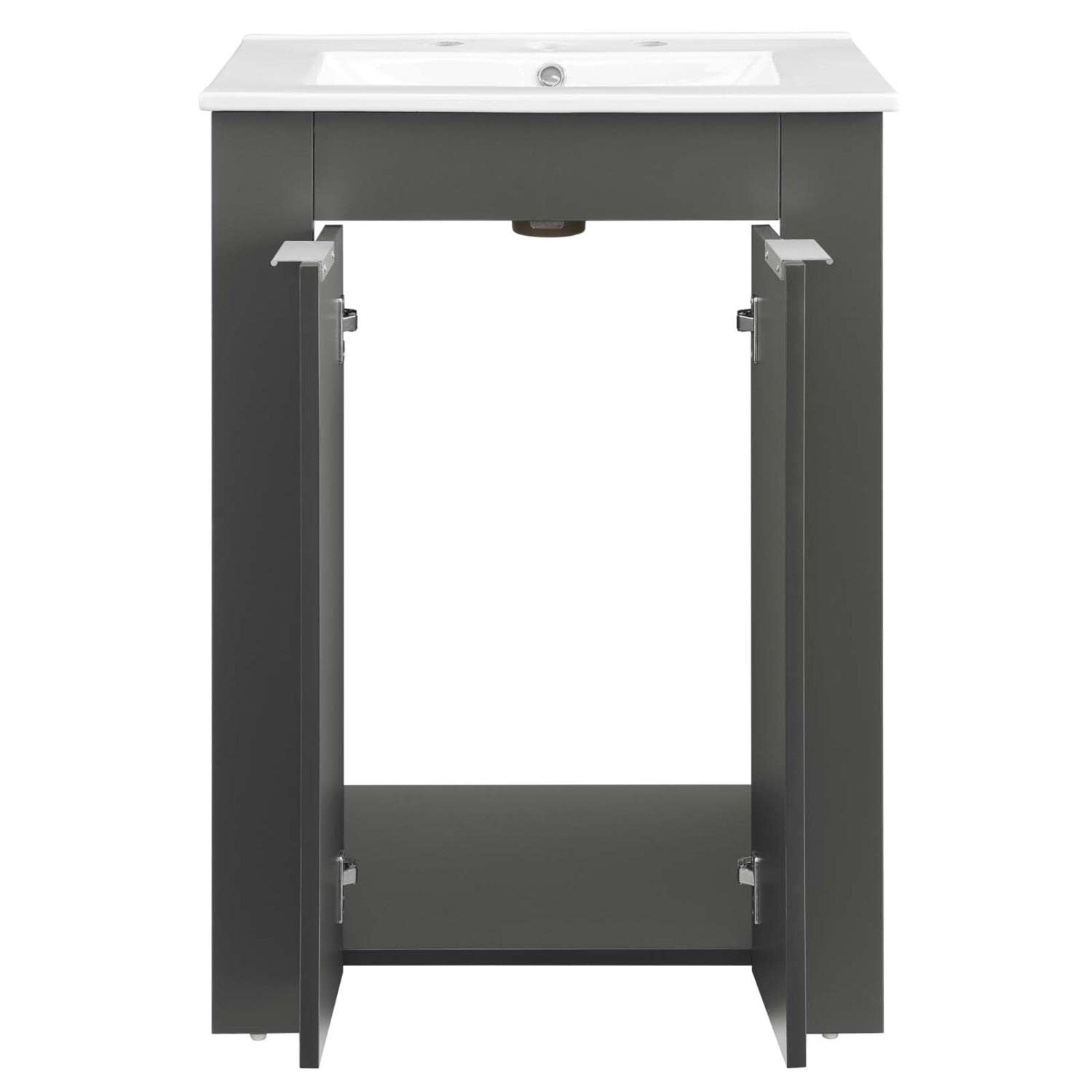 Modway Maybelle 24 Inch Gray White Bathroom Vanity with Sink - Modern Bathroom Furniture for Small Spaces, Powder Rooms & Guest Baths