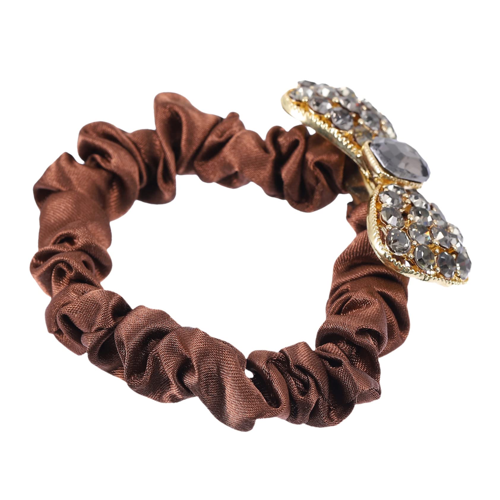 KALLORY Dreadlock Hair Ties with Rhinestone Bows - Elegant Crystal Hair Scrunchies & Bracelet Hair Accessories for Women | Perfect for Parties, Weddings and Everyday Styling