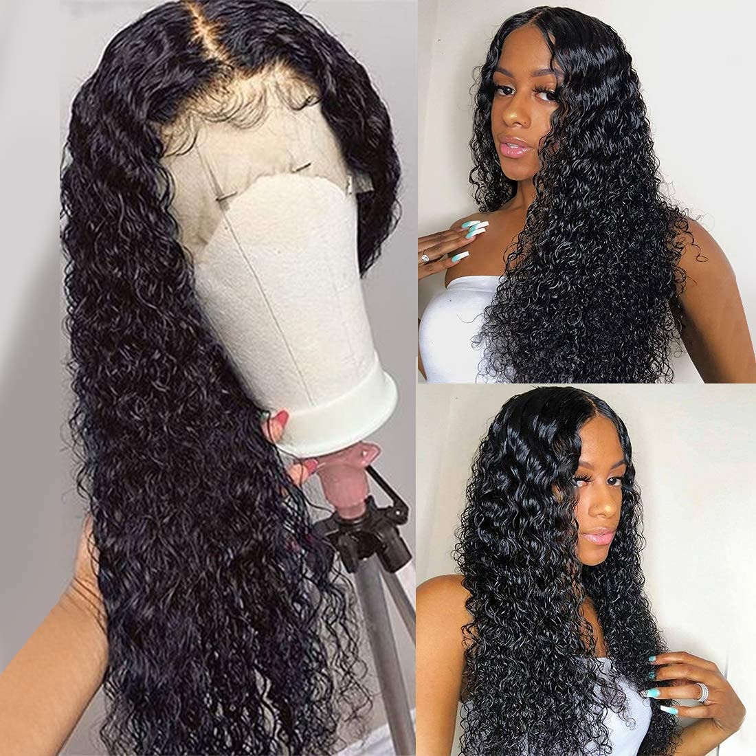 30 Inch Deep Wave Lace Front Wigs Human Hair - 13x4 HD Lace Frontal Brazilian Hair Wig with Pre-Plucked Curly Lace - 150% Density for Natural Look - Perfect for Daily Wear, Cosplay, and Special Occasions