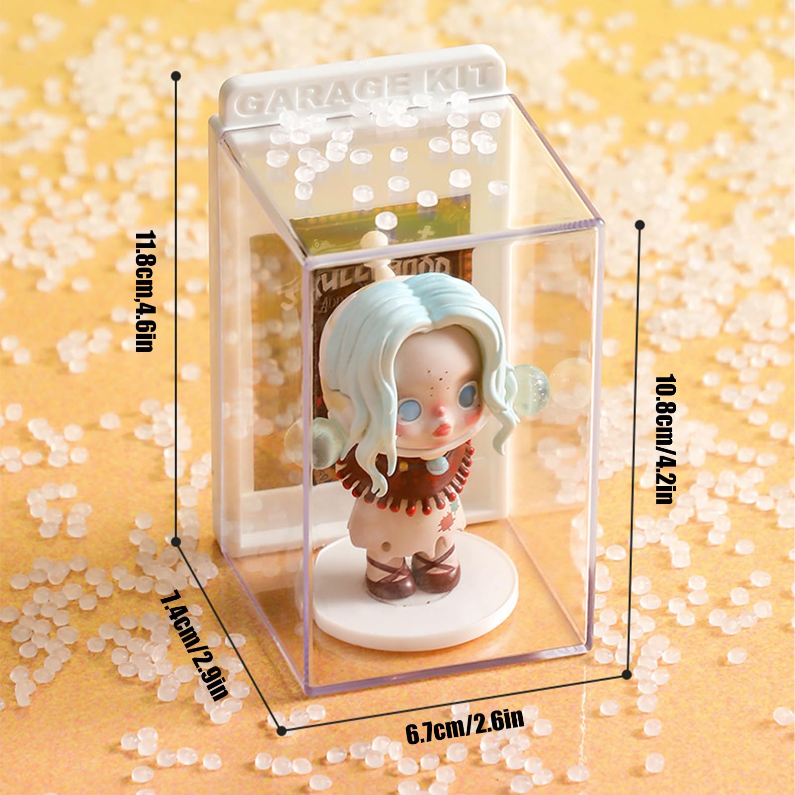 Clear Stackable Figures Display Case with ID Card Slot - Acrylic Doll Stand for Pop Mart, Lego, Action Figures Collectibles - Perfect for Showcasing & Protecting Your Valuable Collections at Home or Office