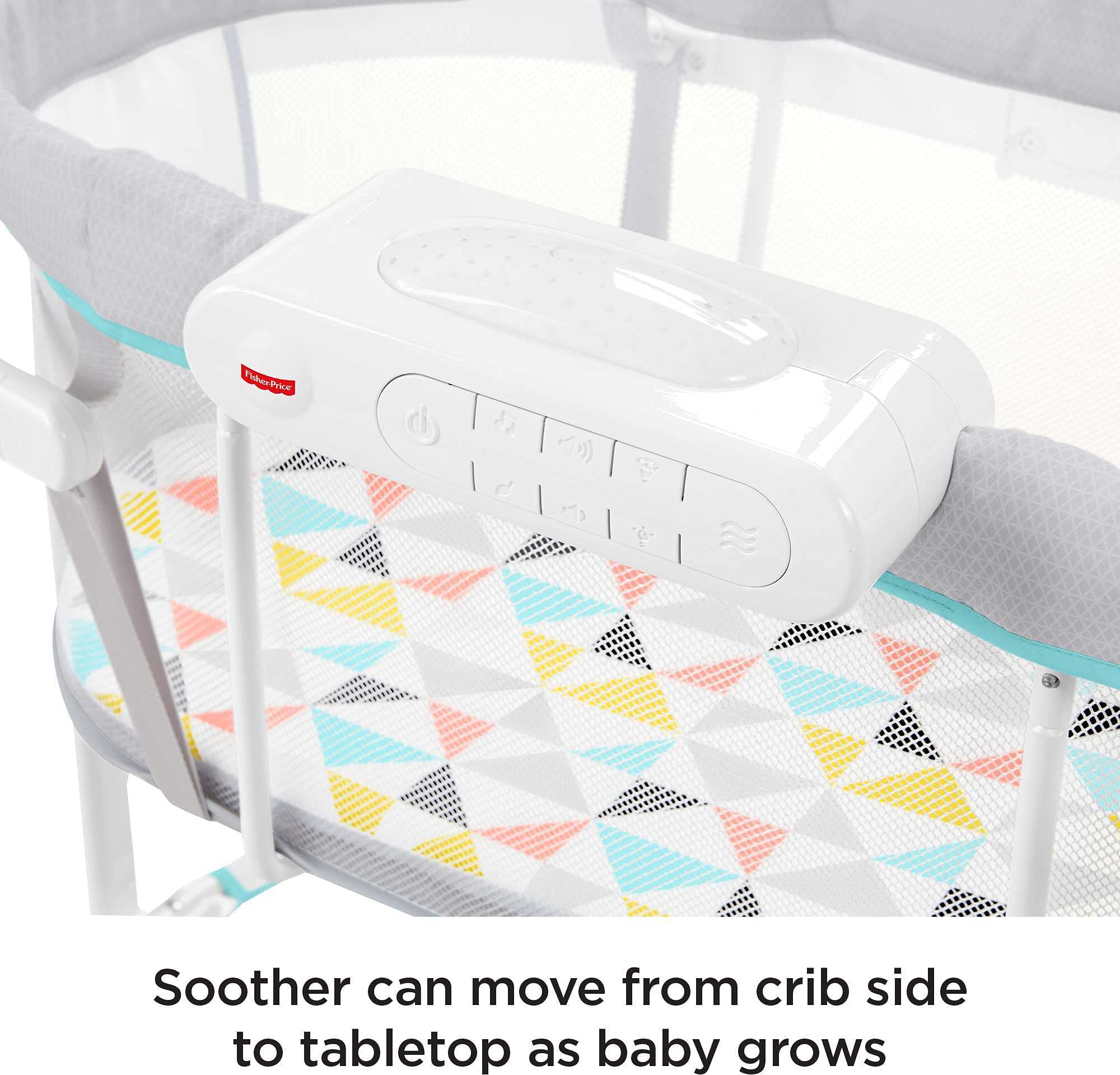 Fisher-Price Baby Bedside Sleeper Bassinet with Soothing Motions, Night Lights, Lullabies, Vibrations & Rotating Toy Mobile for Newborns 0-6 Months - Windmill Design | Perfect for Nursery, Bedroom Co-Sleeping & New Parents