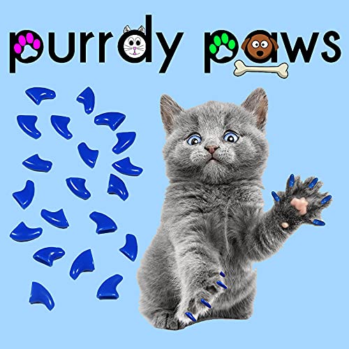 100 Pack Soft Nail Caps for Cats - Blue Kitten Claw Covers | Safe & Comfortable Cat Nail Protectors for Furniture & Skin Protection | Perfect for Indoor Cats, Grooming & Vet Visits