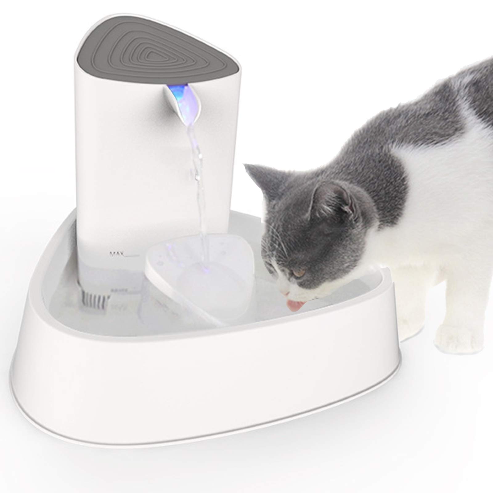 Automatic Pet Water Fountain with LED Light, 1.8L Cat & Dog Drinking Fountain - Adjustable Flow & Carbon Filter for Fresh Water - Perfect for Home, Office, or Travel Use with Cats, Dogs & Small Pets
