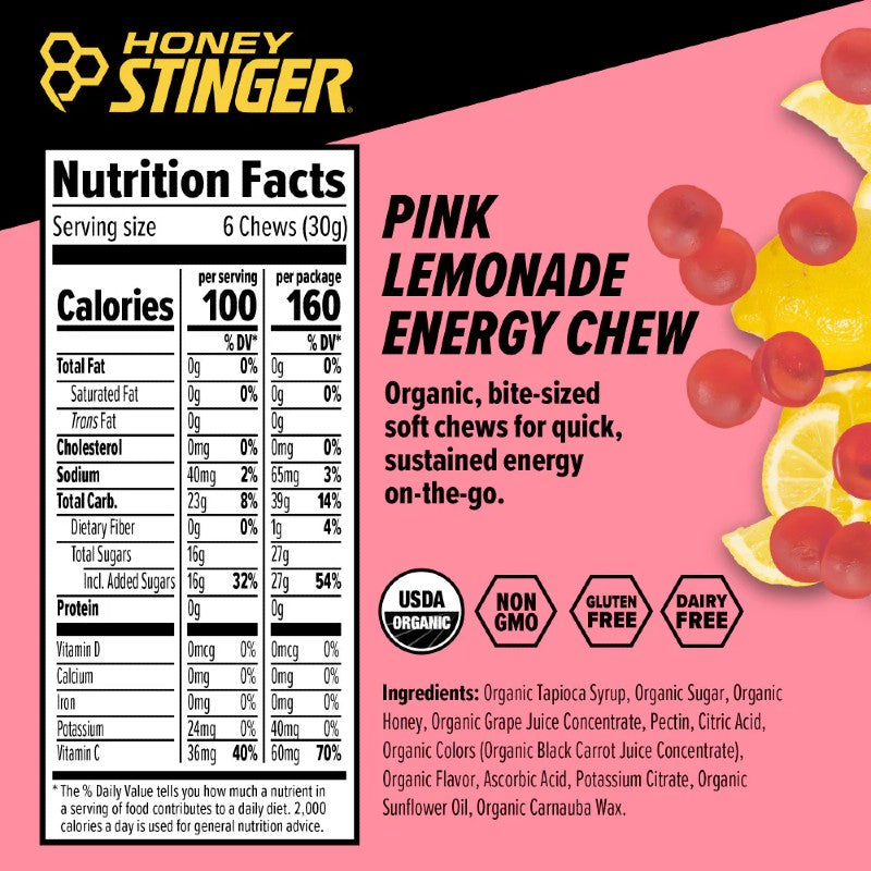Honey Stinger Energy Chews - Natural Sports Nutrition for Runners, Cyclists & Athletes - Boost Endurance & Recovery During Workouts & Outdoor Activities
