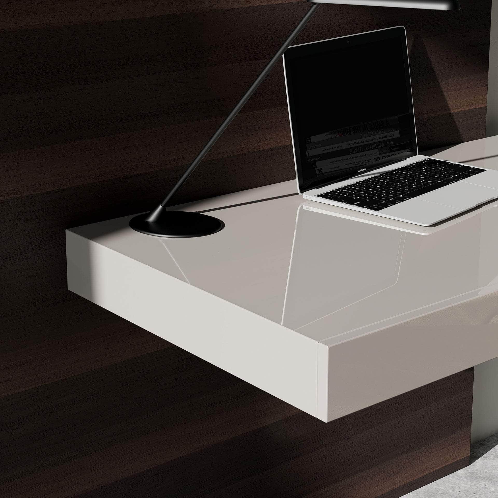Premium Walker Desk in Glossy Chateau Gray & Smoked Oak - Modern Home Office Furniture for Remote Work & Study