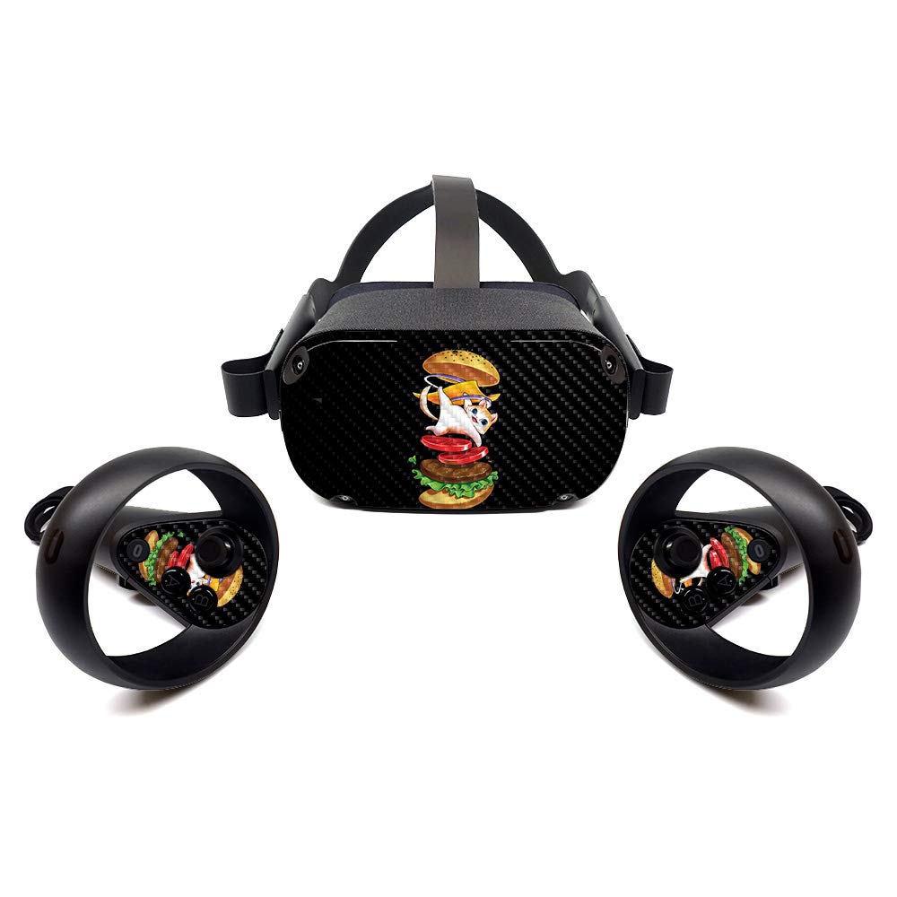 Premium Carbon Fiber Skin for Oculus Quest 2 - Hamburger Cat Design | Protective & Durable Textured Cover | Easy to Apply & Remove | Made in USA | Perfect for Gaming Protection & Customization